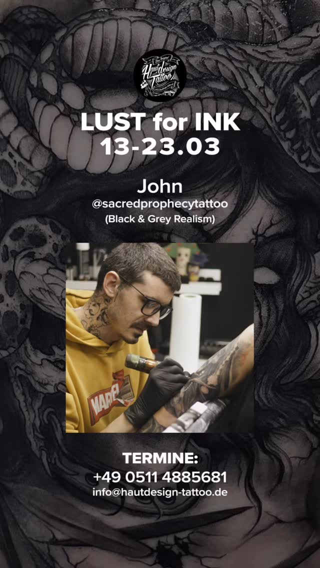 ✨OPEN BOOKINGS for RESIDENT ARTIST✨
🗓️13-23.03 👉🏼 John / @sacredprophecytattoos
If you are either looking to get some new work or finish up an ongoing project, give us a📱call for appointments!
TERMINE:
📥 Instagram DMs
📱 +49 0511 4885681
✉️ info@hautdesign-tattoo.de
-
🗣️Kostenlose Beratung
#HautdesignTattoo ist Mitglied des @dot_e.v
#hannover #langenhagen #blackwork #realismtattoo