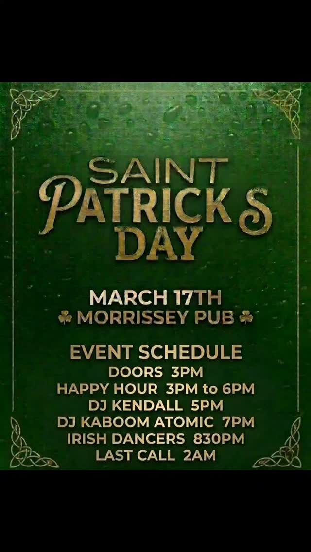 Our favorite day of the year fast approaches! Whether you were born and raised in Galway, or your great great grandpappys mother was half Irish making you .0035% Irish, join us in crushing some Guinness and stomping your feet!
_
#StPatricksDay2026 #StPatsVan #VancouverEvents #TheMorrissey #granvillestreet
