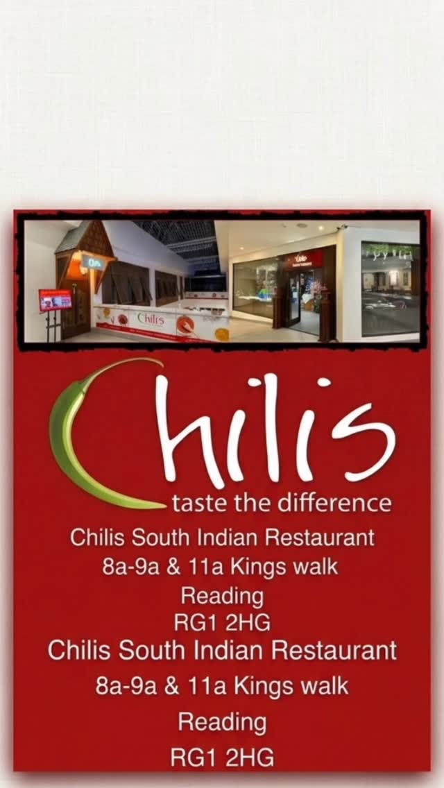Dosa crunch and Sambar punch! 🥣
Experience the true essence of South Indian cuisine at Chilis Restaurant, Reading. Fresh ingredients, traditional recipes.
#ChilisReading #SouthIndianFood #ReadingFoodies #UKTelugu #ReadingRestaurants IndianFoodUK DosaLovers SouthIndianCuisine ReadingEats
Join us this weekend and enjoy a delicious variets with family and friends!
We also provide catering services for all types of events:
Birthdays
Weddings & Engagements
Housewarming Ceremonies
Holi & Religious Events
School Farewells
Corporate Events
Community Gatherings
Naming Ceremonies
...and many more!
