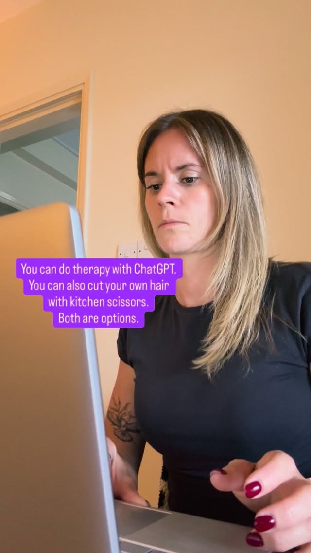 Neither work the way that youād hope.
AI can give you patterns from millions of conversations.
A therapist beings individuality to yours.
AI canāt read your face when you say āIām fine.ā
It canāt hear the shift in your voice or see the lack of eye contact when youāre lying to yourself.
It canāt sit with your silence whilst still offering co-regulation.
Therapy isnāt about quick fixes or quick answers.
Itās about being seen by someone trained to notice what you avoid, challenge what you accept, and stay with you when itās uncomfortable.
Of course AI has its place in our world and is here for the long haul, but nothing beats genuine human connection - itās what our brain is built on.
And I really need to learn to smile when making reels, promise I donāt look this grumpy in real life š
#sawyamindandbody #emdrtherapy #remotetherapy #therapist #mentalhealth