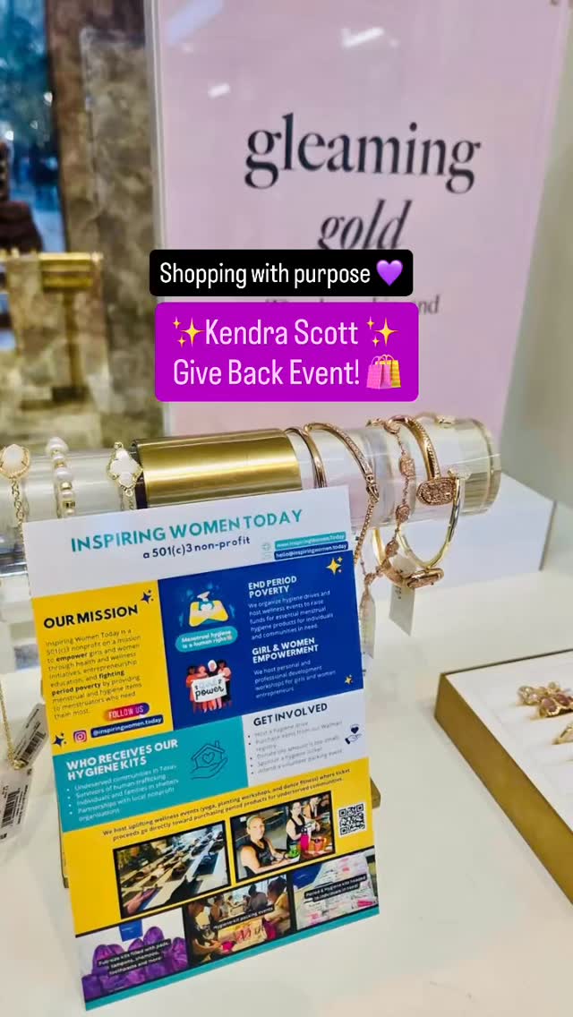 We are beyond grateful to @KendraScott for their continued support of Inspiring Women Today through the Give Back initiative!
✨ The Kendra Scott team goes above and beyond to support community organizations!
Thank you to everyone who showed up and shopped with purpose to help us continue our mission of uplifting and investing in women and girls and fighting period poverty for all menstruators.
💡- Nearly 1 in 4 students struggle to afford period supplies.
💡 - 1/3 of low wage menstruators report missing work, school or similar events due to lack of period supplies.
Together, we’re making a difference!
#InspiringWomenToday #womenshistorymonth #shinebrightdogood