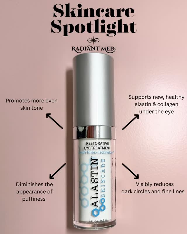 The Alastin Restorative Eye Treatment is an amazing eye treatment! 👀
Bonus: it can be used on the upper eye lid too!! Most eye creams are just for under the eye.
Who needs an eye cream that actually works?! 🤔 We got you covered!!🥰
#RadiantMed #EyeCream #Antiaging #Skincare #Alastin