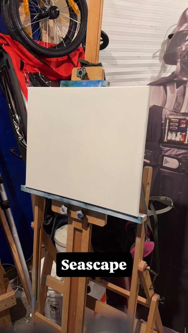 16x20 ocean scene tonight. First time with palm trees. I need more practice. I need to work on my waves too. Way different than what I usually do. Let me know what you think! #oilpainting #bobross #fyp #landscape #timelapse