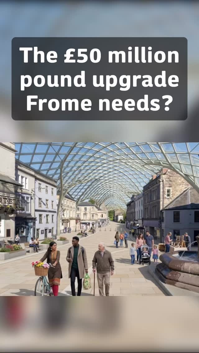 Is this the end of the “British Summer” struggle? ☔️✨ We reimagined Frome Town Centre with a signature glass canopy inspired by the National Portrait Gallery From grey and rainy to a year-round pedestrian paradise. Would this save the high street or ruin the history? Let us know your thoughts below! 👇 #architecture #frome #abadesign #property #aiarchitecture