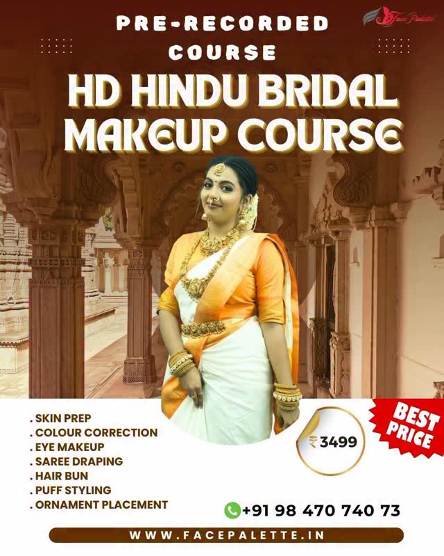💄 Hindu Bridal Makeup Course – Pre-Recorded Classes
Now you can learn professional bridal makeup anytime, anywhere with our Face Palette Certified Course in Malayalam.
🎥 100% Pre-Recorded Classes
⏰ Learn at your own time & pace
📚 42 Step Complete Bridal Makeup Training
🎓 Certificate After Completion
You’ll learn:
✨ Saree Draping
✨ Hair Sectioning & Styling
✨ Crimping, Puff & Bun Creation
✨ Skin Prepping & Colour Correction
✨ Eye Makeup & Lip Application
✨ Setting Powder & Fixing Spray
✨ Bridal Ornament Setting
💰 Course Fee: ₹3499
Perfect for beginners, makeup lovers & aspiring bridal artists.
📩 DM now to enroll and start learning today!
📞 Call / WhatsApp: 9847074073
🔗 Subscribe / Join the Course: https://shorturl.at/VHx4N
#bridalmakeupcourse #makeupcoursemalayalam #bridalmakeupartist #learnmakeup #beautycourse