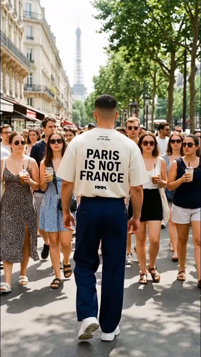 HORS PARIS — Private Drop
Paris est magnifique.
Mais la France ne s’arrête pas au périphérique.
Dans la foule, on se croise, on se bouscule.
On avance vite, parfois trop… et on finit par s’oublier un peu.
Alors on prend le large.
Direction l’océan, les sentiers de montagne,
les longues balades sur les plages.
Respirer.
Ralentir.
Se rappeler que la France est vaste et pleine d’horizons.
Le t-shirt HORS PARIS est une pièce manifeste.
Un clin d’œil à celles et ceux qui savent que le style ne vit pas qu’à Paris.
Et pour finir… un symbole.
Un t-shirt géant posé au sommet de la Tour Eiffel,
comme un rappel amical :
La France, c’est aussi tout ce qu’il y a autour.
Confectionné en coton biologique 220 g,
disponible en ivoire ou noir,
avec marquage cœur et message fort dans le dos.
Une édition limitée – Private Drop,
signée Merci Madame Monsieur,
marque française créée à Rouen.
Crédits
Design du t-shirt : Merci Madame Monsieur®
Concept & vidéo : @johannlangenberg
Musique : “Love Junkee (feat. Cameo)” – DJ Cam
Droits
L’ensemble du design, du concept créatif, des visuels et de la vidéo associés au projet HORS PARIS – Private Drop est la propriété exclusive de Merci Madame Monsieur®.
Toute reproduction, diffusion, modification ou utilisation, totale ou partielle, est interdite sans autorisation préalable, conformément aux dispositions du Code de la propriété intellectuelle (articles L111-1 et suivants)
#mercimadamemonsieur #privatedrop #paris #mmm