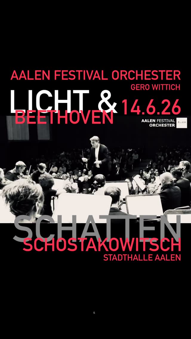 Meisterkonzert „LICHT & SCHATTEN“
👉 14.6.26 I 17 Uhr I Stadthalle Aalen 👈
AALEN Festival Orchester I Gero Wittich
Ein Abend, der Kontraste hörbar macht.
🎼 Schostakowitsch – Kammersinfonie op. 110a (arr. Barschai)
Intensiv. Expressiv. Existentiell.
🎼 Beethoven – Prometheus-Ouvertüre
Mut. Erkenntnis. Feuer. Licht.
🎼 Beethoven – Sinfonie Nr. 1
Klarheit. Energie. Neubeginn.
🎟 Tickets:
29 € | 8 € für Schüler:innen & Studierende
➡ Jetzt über Reservix & Tourist Information Aalen sichern
✨ Besonderes Highlight ✨
🎟️ Das „Ankommen-Ticket“ für 16 € 🎟️
👉 Für alle, die Klassik neu entdecken möchten – oder für die der reguläre Preis eine Hürde ist.
→ Niedrigschwellig. Offen. Einladend.
🎟️ Ticket-Link in Bio 🎟️
📍 Seid dabei.
…mit freundlicher Unterstützung durch die Kreissparkasse Ostalb
#aalenfestivalorchester #aafo #gerowittich #stadtaalen Konzert aalenkulturundevent beethoven schostakowitsch klassik musikverbindet aaleN