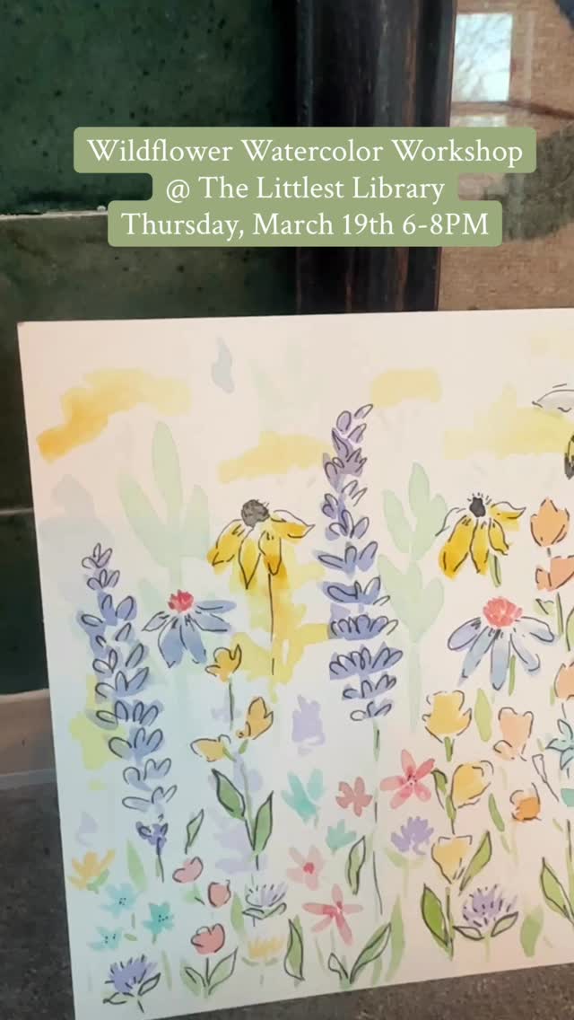 ✨🌸WILDFLOWERS!🌼✨ My next Wildflower Workshop is tomorrow at The Littlest Library, the cutest lil romance bookshop in Independence 🥰 Join us for wine & watercolor from 6-8PM (and stop in early to peruse the shop 🛍️😈)
All materials provided + complimentary treats and sangria. No experience necessary. It’ll be an evening of good music, good people, and good vibes all around. Can’t wait to share their event space with you guys! It’s so cozy 😭♥️
🎟️ Tickets are $55 and can be reserved at thelittlest.store or through the link in bio!