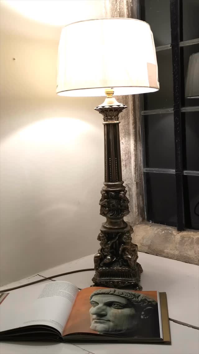 A substantial cast metal column lamp featuring classic motifs including cherubs galore !
This pewter finish vintage lamp would suit classic or contemporary interior spaces.
Home delivery available on this piece.
#vintage #lighting #classic #greatbritishrevivals