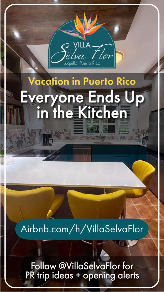 Everyone ends up in the kitchen.
Big island.
Big table.
Plenty of room for the whole crew.
Exactly how it should be.
📍 Luquillo, Puerto Rico | Top 1% of homes on Airbnb ⭐
Plan your escape → airbnb.com/h/villaselvaflor
#PuertoRico #PuertoRicoTravel #GroupTripEnergy #VillaSelvaFlor #IslandEscape
