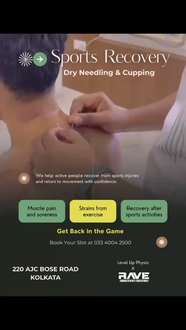 Recover smarter. Train longer.
At Rave, recovery is part of performance. Our physiotherapy team offers dry needling and cupping therapy to help reduce muscle tightness, improve mobility, and speed up sports recovery.
You can book a session at our clinic or in the comfort of your home through BookMyCoach.fit.
If your training is serious, your recovery should be too.
#SportsRecovery #PhysiotherapyIndia #DryNeedling #CuppingTherapy #KolkataFitness