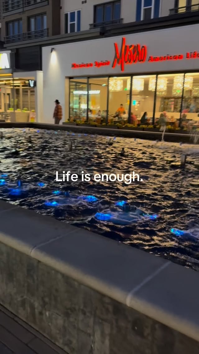 Smell the roses. Watch the pretty water fountains. Feel the wind in your hair and the sun on your skin. Living is a privilege. Stop wasting it worrying about that email you forgot to send.
