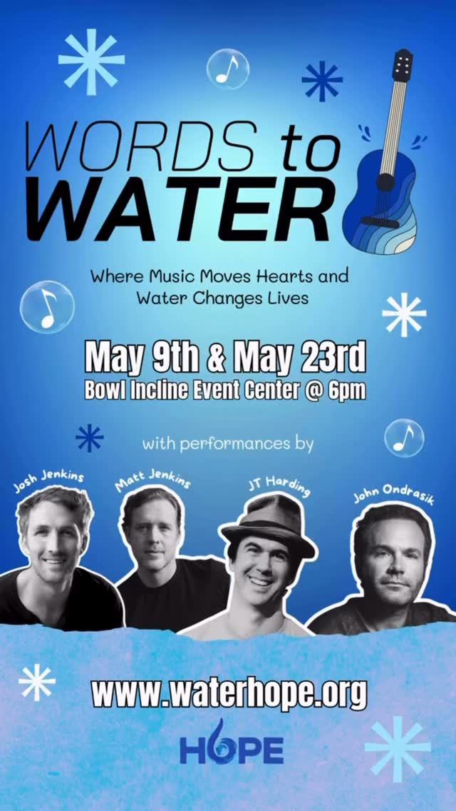 Join us for the Water Hope Concert on May 9th & May 23rd 💧🎶
Every ticket supports a nonprofit bringing clean water to communities around the world
Be part of the change—get your tickets now🎟️