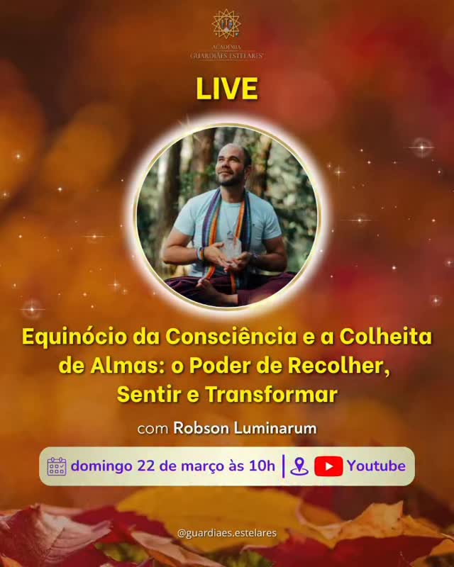 Equinócio da Consciência e a Colheita de Almas
Nesta transição planetária estejamos atentas e atentos! Há uma Colheita de Almas em andamento nas Linhas Temporais!
Existe um momento na jornada em que não é mais sobre buscar…
é sobre reconhecer o que já amadureceu dentro de você.
O outono não pede pressa.
Ele pede presença, silêncio e verdade.
É tempo de:
– recolher sua energia
– sentir o que foi evitado
– e transformar tudo aquilo que já não sustenta mais sua essência
Muita gente ainda está tentando florescer…
mas você pode estar sendo chamada para colher.
E a colheita nem sempre é externa.
Às vezes ela é interna, silenciosa… e profundamente espiritual.
Se você sente que está vivendo um fechamento de ciclo,
uma mudança interna… ou um chamado que não sabe explicar…
Essa live é pra você!