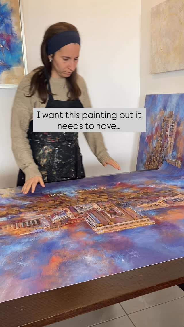 I love custom orders!
This is when you really get to make it your own.
This is a personalised mixed media limited edition print of one of my Beit Hamikdash painting.
Painted in not just any colors , but the mystical colors of the materials of the Beit Hamikdash. The place where the Divine Presence would dwell, the place where Heaven touched Earth, the place where space expanded and miracles
were natural.
Personalised with the addition people, words from a passuk and gold leaf embellishments, and sealed with a magical mixed media finish.
Art which is created just for you will always have a special place in your heart✨
How do you like this magical piece?😍