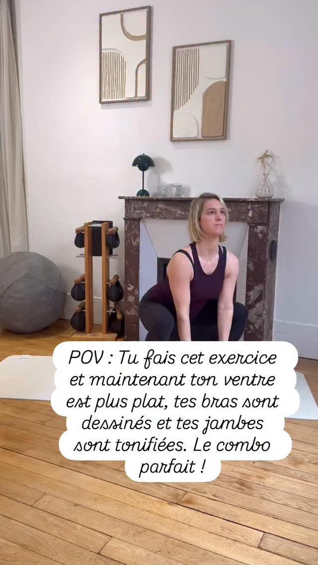 Si tu cherches l’exercice complet pour optimiser tes séances, celui-ci est fait pour toi. En un seul mouvement, tu travailles la posture, le cardio et le renforcement profond.
• Ventre plat : Engagement constant de la sangle abdominale, surtout sur la montée de genoux.
• Bras dessinés : On garde les bras bien hauts et tendus pour sculpter les épaules.
• Jambes tonifiées : Le squat profond pour engager les fessiers et les cuisses.
Expire bien quand tu montes le genou pour engager tes abdos profonds !
3 séries de 16 répétitions (8 de chaque côté).
3 séries de 12 répétitions (6 de chaque côté). Ça chauffe de partout, mais c’est là que ça travaille ! 😉
Enregistre pour ta prochaine séance et dis-moi en commentaire si tu as testé ! 👇
.
Si tu souhaites un accompagnement personnalisé pour obtenir un ventre fort et des résultats durables, je propose des séances en petit groupe.
👉 Commente « ACCOMPAGNE » sous ce Réel pour recevoir toutes les infos et commencer
#perinee #ventre #workout #abs #women