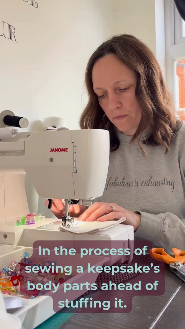 Behind the scenes: In the process of stitching the keepsake’s body parts together, ready for stuffing.
This is when the shape really starts to come together; transforming cut fabric pieces into recognisable arms, legs, and a body.
Each seam sewn with care brings this keepsake one step closer to completion!
#TracysTreasuredKeepsakes #SmallBusinessUK #PersonalisedKeepsakes #HertsCustomKeepsakes #HandmadeGiftsUK