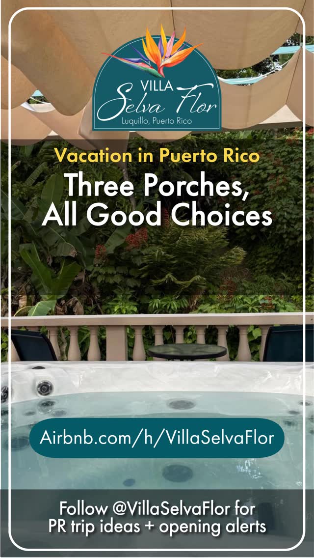Where the whole crew can stay.
One porch for coffee.
One porch for cocktails.
One porch with a spa.
Pick your mood.
📍 Luquillo, Puerto Rico | Top 1% of homes on Airbnb ⭐
Plan your escape → airbnb.com/h/villaselvaflor
#PuertoRico #PuertoRicoTravel #GroupTripEnergy #IslandEscape #VillaSelvaFlor