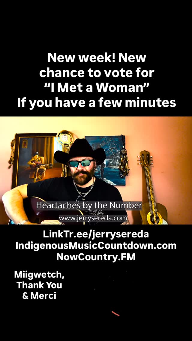 Boozhoo! It’s a new week, and a new chance to help “I met a woman” climb the charts! Vote daily at IndigenousMusicCountdown.com, & NowCountry.FM
Thanks to all who made it to the Matao Event Centre! You packed the place, listened, clapped, danced, laughed and helped create some memories! Miigwetch, Thank You & Merci! I feel very grateful for you and your support 🤠❤️🇨🇦
Let’s do it again soon! #indigenousmusic #countrymusic #jerrysereda #manitobamusic #canadiancountry