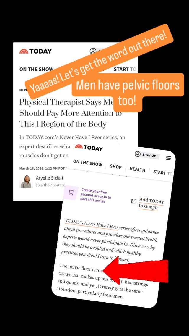 Getting the word out there! Woohoo!
How many times do I hear people get surprised when they hear men can benefit from a #pelvicfloorphysicaltherapist as well!
Let's take care of our men - symptoms of #pelvicpain, bowel and bladder dysfunction, performance issues may all benefit from physical therapy.
TODAY's Never Have I Ever | TODAY https://share.google/Cs7Fyr2SJqw24n5jb
#menshealth
