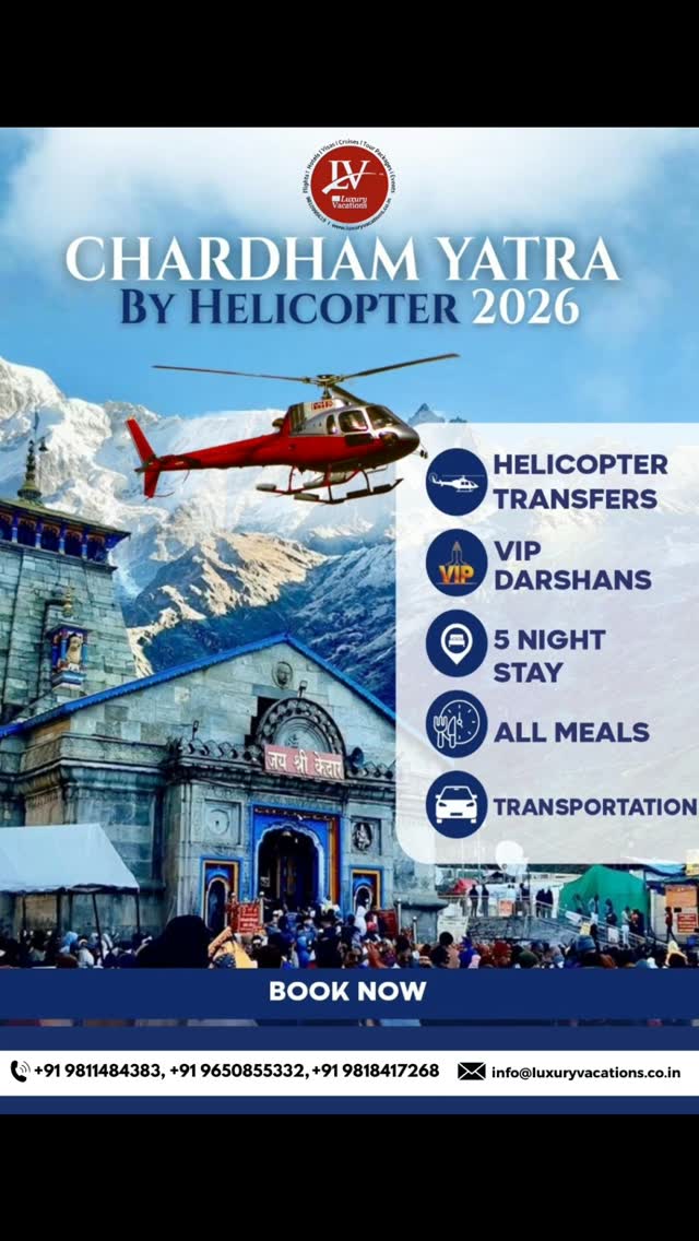 Not all journeys are meant for the eyes… some are meant for the soul.
Begin your sacred path to the Himalayas with our Do Dham and Char Dham Yatras — a journey of faith, peace, and divine connection. From serene temples to breathtaking mountain routes, every step brings you closer to inner calm.
Let us take care of the travel, so you can focus on the blessings.
#DoDhamYatra #CharDhamYatra #SpiritualTravel #NamoNamah #yatra