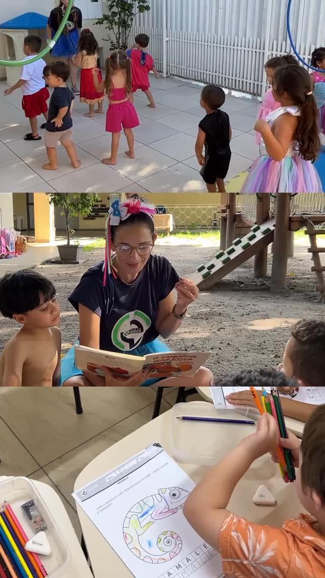 Enquanto um grupo dança, outro mergulha em uma história… e ali ao lado, novas descobertas acontecem. ✨
Na escola, a rotina é viva, feita de diferentes experiências que acontecem ao mesmo
tempo, respeitando o ritmo, o interesse e o momento de cada criança.
É nesse movimento constante que o desenvolvimento acontece de forma natural, leve e significativa. 💛
💚 Venha conhecer a Educar e Crescer!
Acesse educarecrescer.com 📲
#EducarECrescer #RotinaEscolar
#EducaçãoInfantil
#DesenvolvimentoInfantil
#AprenderBrincando