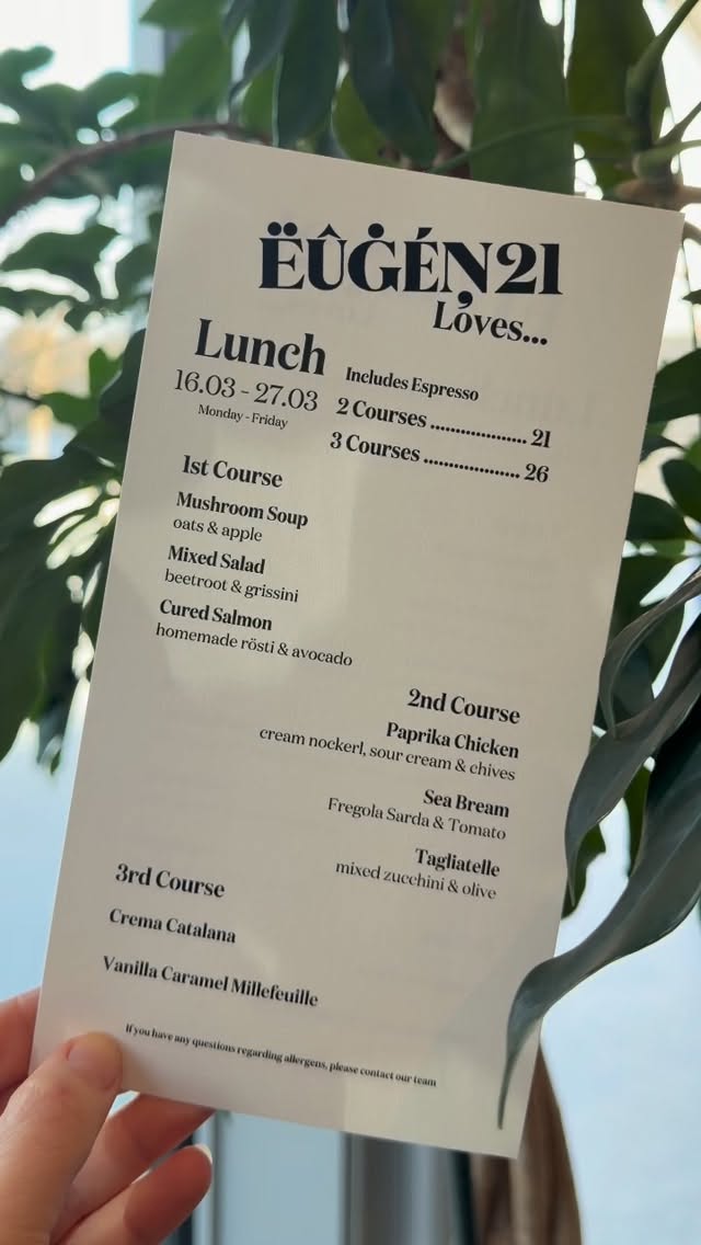Spring is already here 🌸✨
Fresh flavors, light bites, and a lunch menu made to brighten your day.
Join us at Eugen21 and taste the season.
#foodlovers #spring #vienna #eugen21