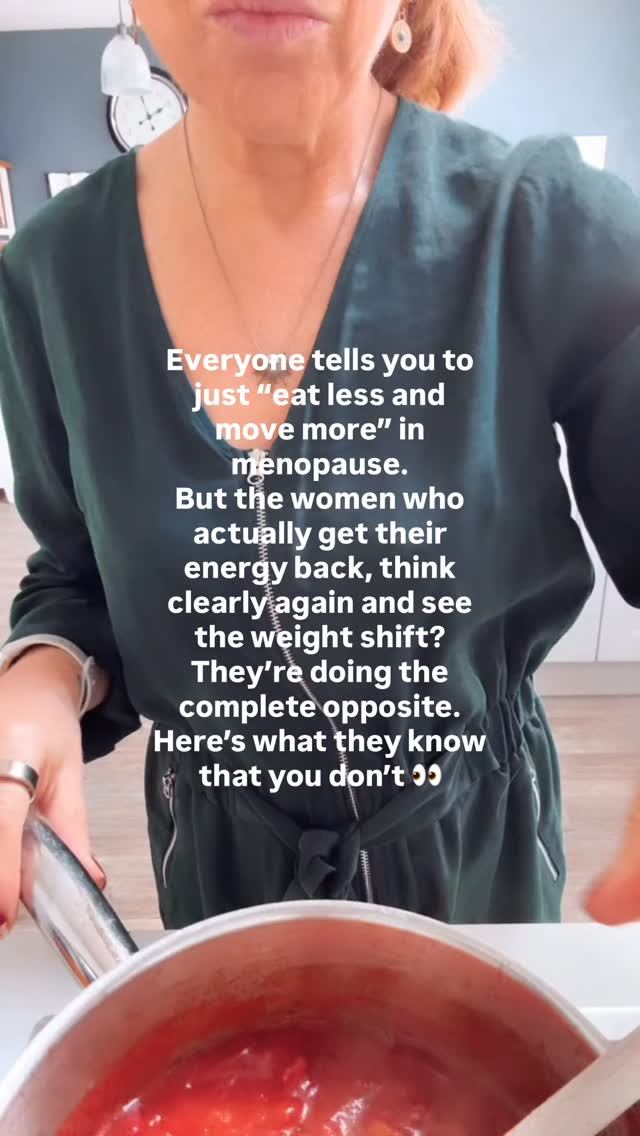 Stick with me. Because once you hear this, you’ll never go back to white-knuckling your way through the day on coffee and good intentions again.
OK, so here’s what you need to know:
Midlife metabolism doesn’t respond to punishment. It responds to stability.
Most women I meet are doing this:
• skipping breakfast
• living on caffeine
• grabbing carbs when they’re starving
• wondering why their energy crashes by 3pm
Then blaming themselves.
What actually works?
Start the day with a proper metabolic signal.
Think:
• 30g protein
• fibre
• healthy fats
This tells your body:
“We are safe. Food is coming. Calm down.”
Blood sugar stabilises.
Cortisol drops.
Energy steadies.
Suddenly you’re not:
• starving at 11am
• raiding the biscuit tin at 4pm
• falling asleep during Zoom calls
Turns out the answer wasn’t eating less.
It was eating properly. Sorry if you’re a breakfast skipper. If you’re not where you want to be right now, im@just floating it out there, this might be why.
❤️ Save this before your brain fog steals it from you.
#fixyourmidlifemetabolism #menopausenutrition #eatlessmovemore
