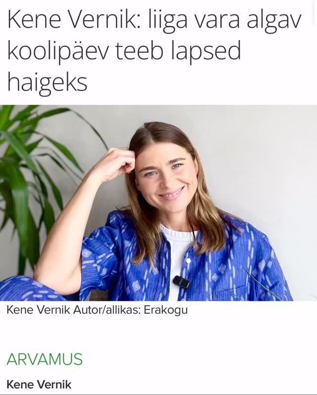 Siit siis pikk seletus, miks see muutus on meile vajalik, mitte ainult lastele! Jaga teemat edasi.
https://novaator.err.ee/1609971929/kene-vernik-liiga-vara-algav-koolipaev-teeb-lapsed-haigeks?fbclid=IwRlRTSAQoyoZleHRuA2FlbQIxMQBzcnRjBmFwcF9pZAo2NjI4NTY4Mzc5AAEeKpVjFo13A-w4oek32kS4px3cgr6i6uhDVs5cW1DKkKObx7uNoTHVsEA-q4Q_aem_byDeyUBGS7FwNa5DyoZJqA