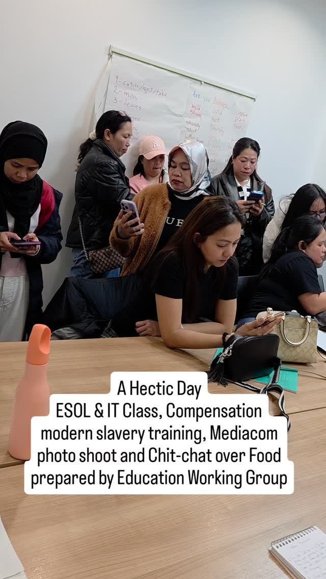 The busiest group in town is busy as usual with classes and Compensation training plus photo shoot. Thank you Education Working for our super delicious food. #advocacy #education #training #organising #campaiging