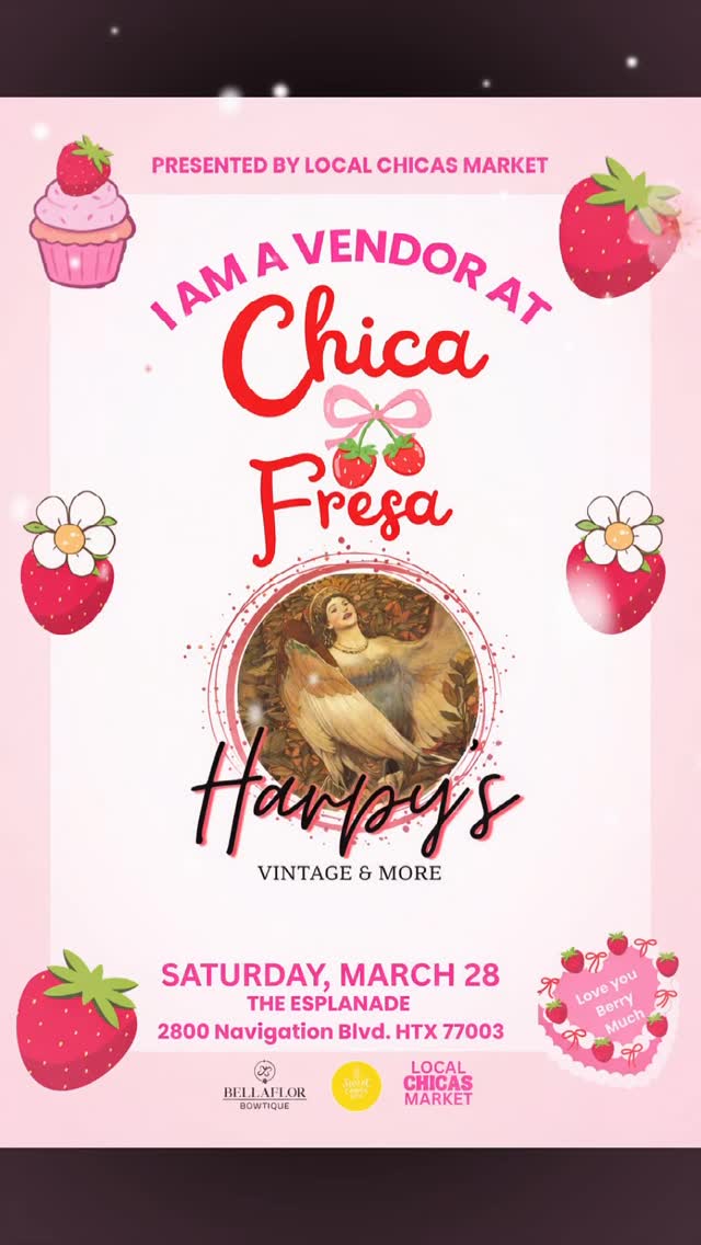 Chicas! Harpyโs is so excited to announce our participation as a vendor at the berry first LCM Chica Fresa Edition! ๐๐
Mark your calendars to come enjoy this sweet market with your besties on March 28th @localchicasmarket @esplanadeatnavigation ๐
๐SAVE THE DATE๐
๐๏ธ March 28, 2026 11am-4pm
โฐ The Esplanade
๐ 2800 Navigation Blvd
Houston, TX 77003
โข Local vendors, Music, and More!
โข Family and Pet Friendly Free Entry and Parking
Stay tuned for our Chica Fresa Tote bag giveaway @localchicasmarket ๐
See you there Chicas! ๐
Presented By: @bellaflortx @localchicasmarket
#thingstodoinhouston #popupshop #ShopLocalHouston #spring #market