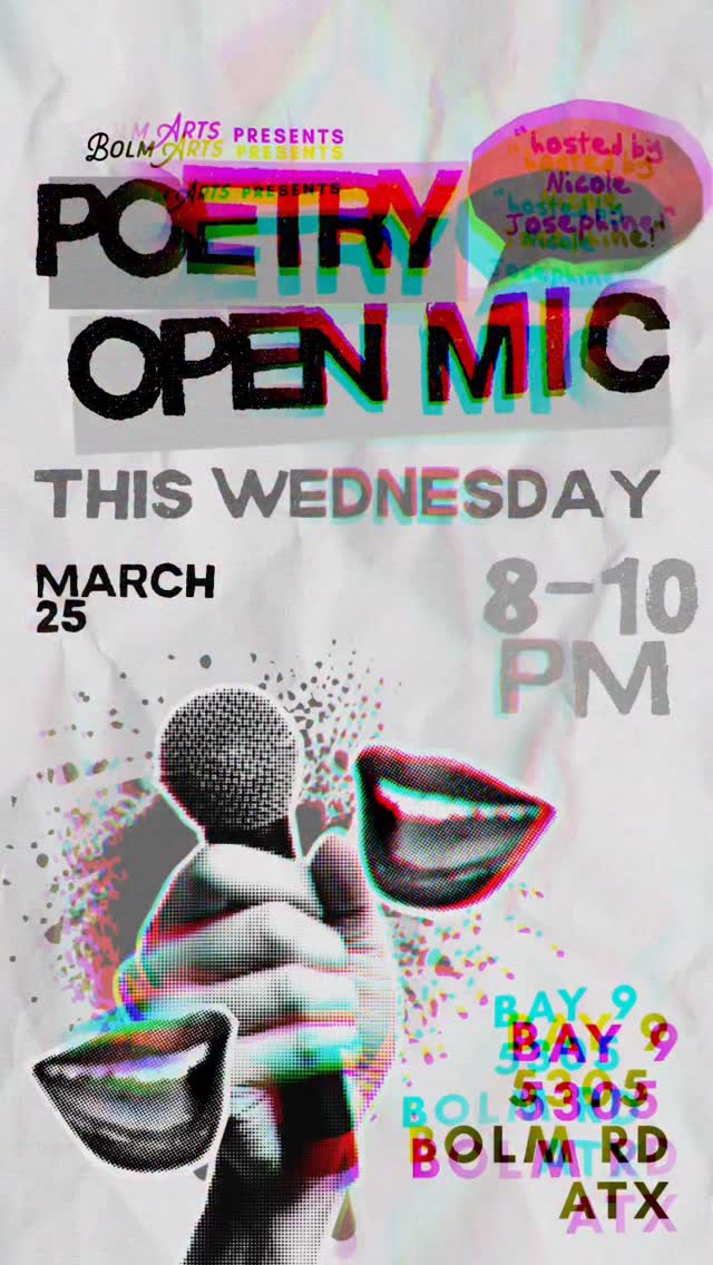 THIS WEDNESDAY
3/25
8-10 PM
POETRY OPEN MIC NIGHT
COOL ART
GOOD COMPANY
OPEN BAR
We hope to see you there! 🌟