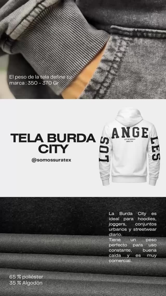 El peso de tu marca no es casualidad.
Es la tela que eliges.
La Burda City está diseñada para marcas que quieren presencia, estructura y durabilidad en cada prenda.
350–370 Gr
que se sienten, se ven… y se venden.
📩 Escríbenos y lleva tu colección al siguiente nivel.