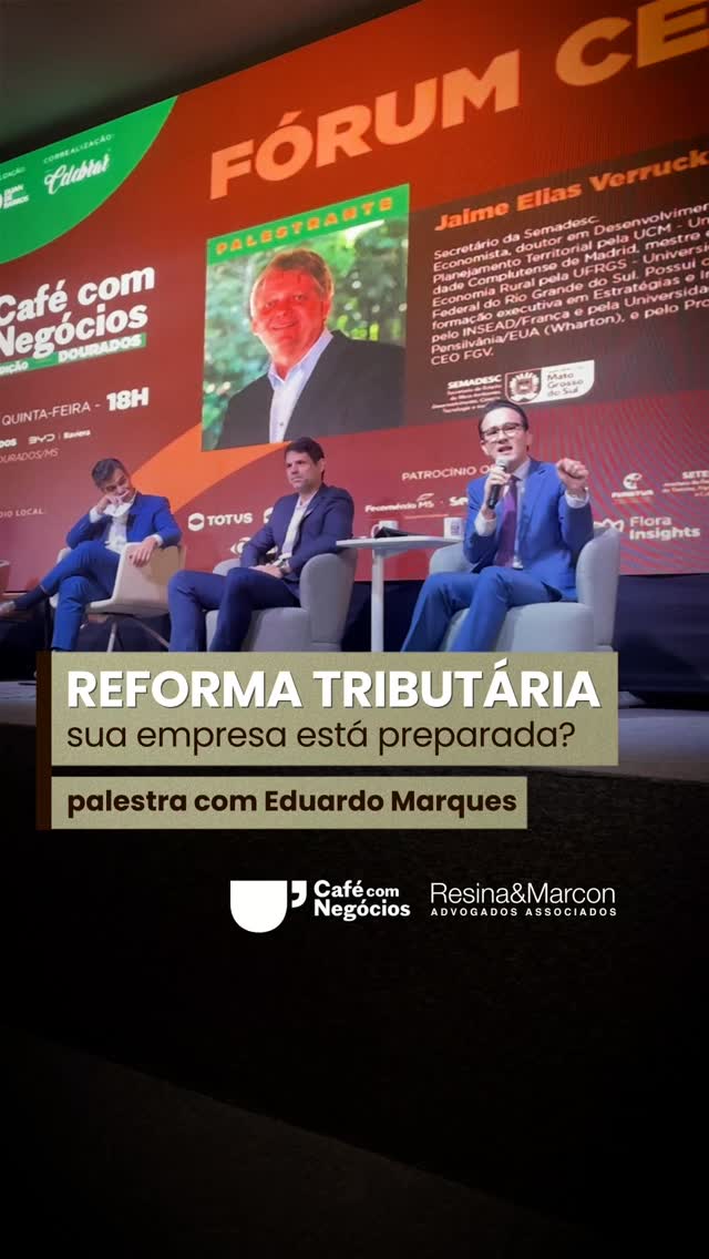 A temporada 2026 do Café com Negócios começou com o pé no acelerador e o tema não poderia ser mais crucial: Reforma Tributária.
Eduardo Marques, advogado do escritório Resina & Marcon e especialista em Direito Tributário foi um dos painelistas da primeira edição de 2026 do Café com Negócios!
#ReformaTributaria #CaféComNegocios #2026 #Direito #ResinaMarcon