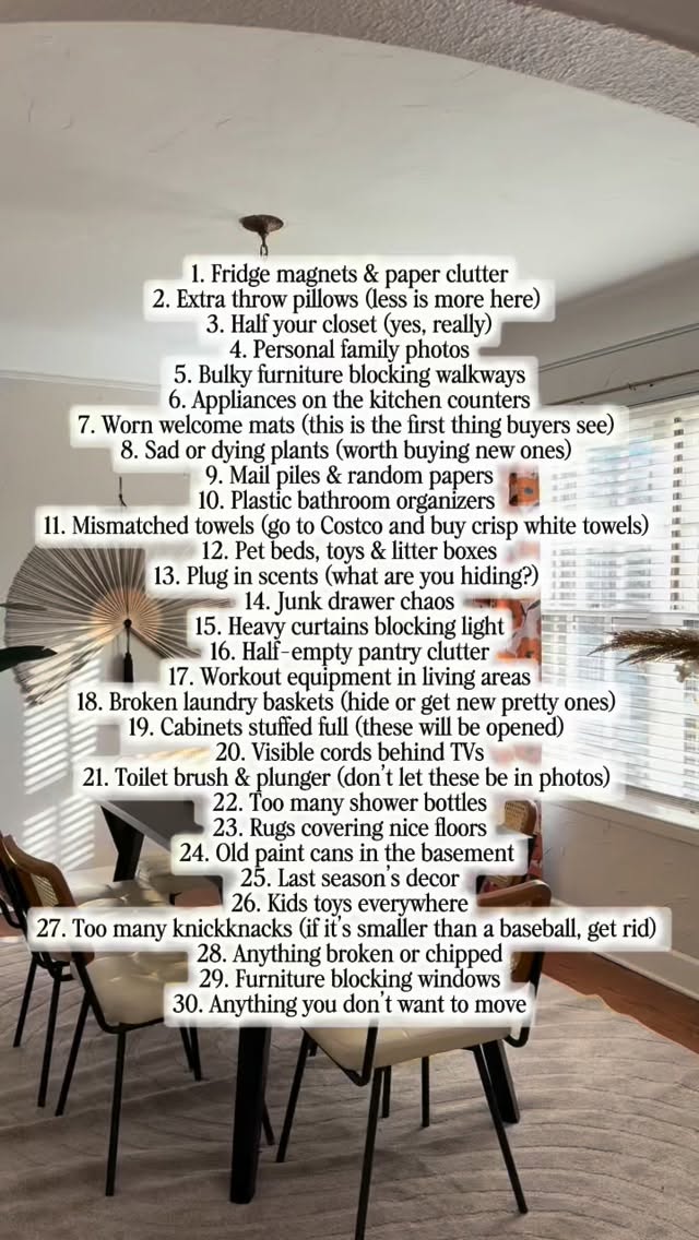 Listing your home this spring?
Remove these 30 things first.
(Most sellers forget #11)
.
.
.
.
#springcleaning #readytolist #dsmusa #desmoinesrealestate