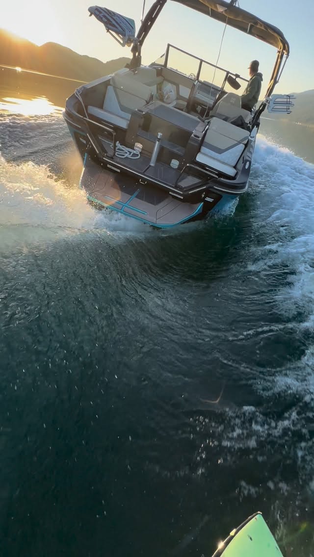 Sunset surf sessions are on the horizon ☀️ Book a Boat Rental with Whitefish Marine today → Rentals.WhitefishMarine.com #surfthefish