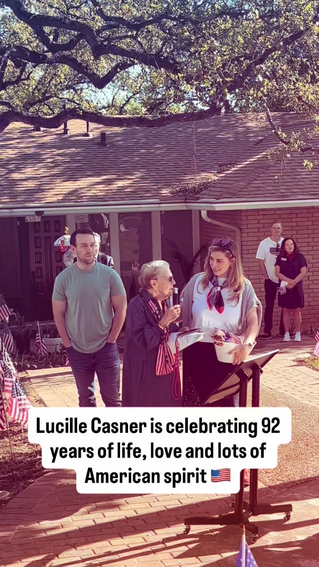 Now in her 90’s, Lucille Casner is still flying high. She’s full of life, love and American spirit. The beloved Northwest Hills neighbor, and founder of Casner Christian Academy, held a flag-raising ceremony in her front yard today to honor her country and her birthday. She was surrounded by friends, family and veterans. 🇺🇸 Happy Birthday Mrs. Casner. You are a community treasure!