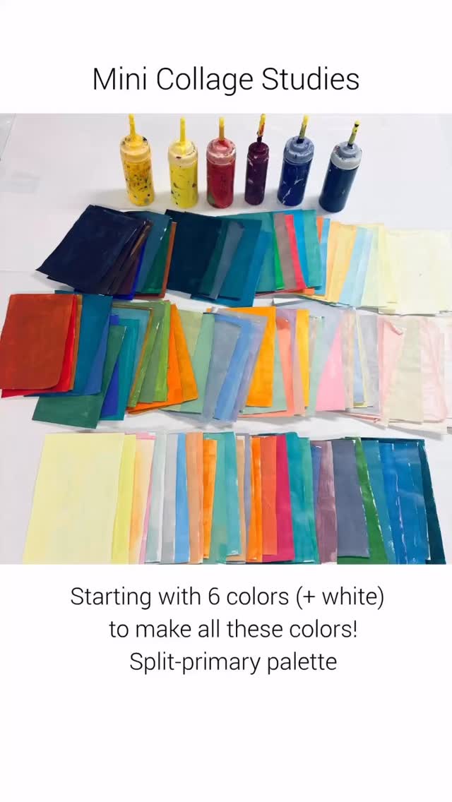 Mini Collage Studies is a two-day workshop focused on shape, value, and color—using quick studies to help students trust their instincts and explore multiple directions from a single starting point.
We begin with a split-primary palette (six colors + white), mixing a wide range of color before turning those into collage papers.
Students bring a few black-and-white images to work from—using them to notice big shapes and value relationships before cutting.
From there, the process becomes about arranging, adjusting, and discovering how each composition develops. Even with the same starting point, every piece turns out completely different.
I loved seeing the different directions everyone took!
I’ll be teaching Mini Collage Studies again in April. If you’d like details, feel free to reach out or check the link in my bio.