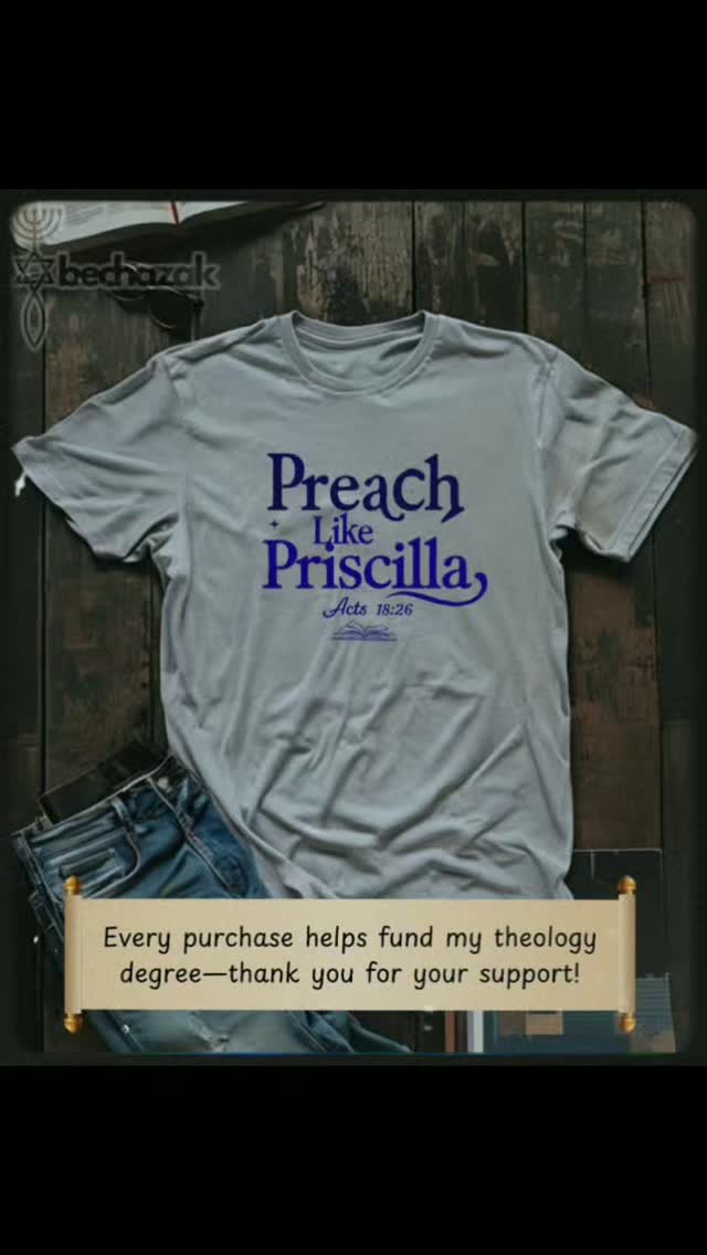 Throwback to one of the original BeChazak designs: Preach Like Priscilla. 💜
If you're a woman in ministry - check it out on Etsy! Every purchase helps me pay for my college tuition at The King's University!
#womeninministry #christiantiktok #messianic #womenofthebible #equality
