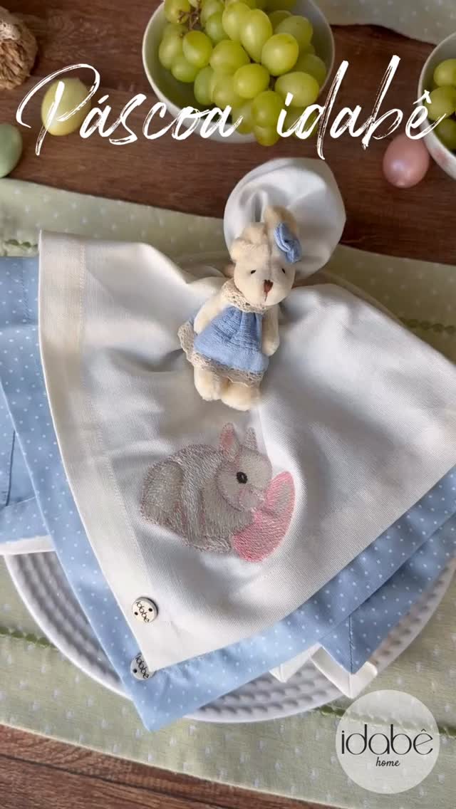 • 11 94331-1286 • www.idabe.com.br • #mesaposta #guardanapobordado #lugaramericano #mesadepascoa #portaguardanapo