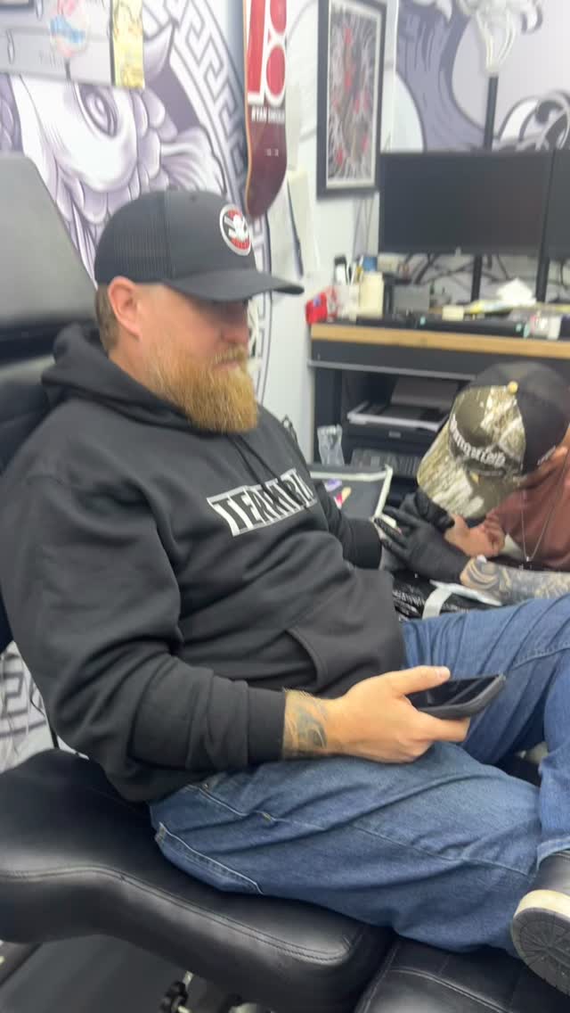 Tattoos… done ! Amazing work by @thechief522 and the best American accent we’ve heard so far! Locked in with my @dragonsihc tattoo … now… GAME TIME!!!!#effingterrible #hockeyisfamily #bemoredragon