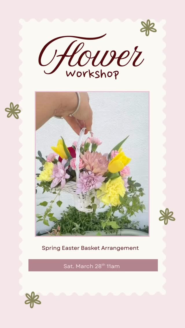 The cutest way to brighten your home decor! A fun and creative Easter Flower Basket!
There’s something about Easter that invites us to soften… to begin again… to welcome beauty back into our lives.
Join us for a heartwarming, hands-on workshop where you’ll create your own lush, flower-filled Easter basket—designed not just to decorate your space, but to uplift your spirit.
Surrounded by fresh blooms, gentle conversation, and the feeling of spring in the air, you’ll be guided step-by-step to craft a piece that feels like joy, renewal, and a breath of fresh energy.
This isn’t just a workshop… it’s a moment to slow down, reconnect, and create something meaningful with your hands.
✨ The perfect way to brighten your home
✨ A thoughtful experience to share with friends or family
✨ A chance to welcome the new season with intention and beauty
Come as you are, and leave with a full heart—and a basket blooming with life.
Spots are limited—reserve your seat and celebrate the magic of Easter with us. 🐣💐
Link in bio 🌸💕🌸💕