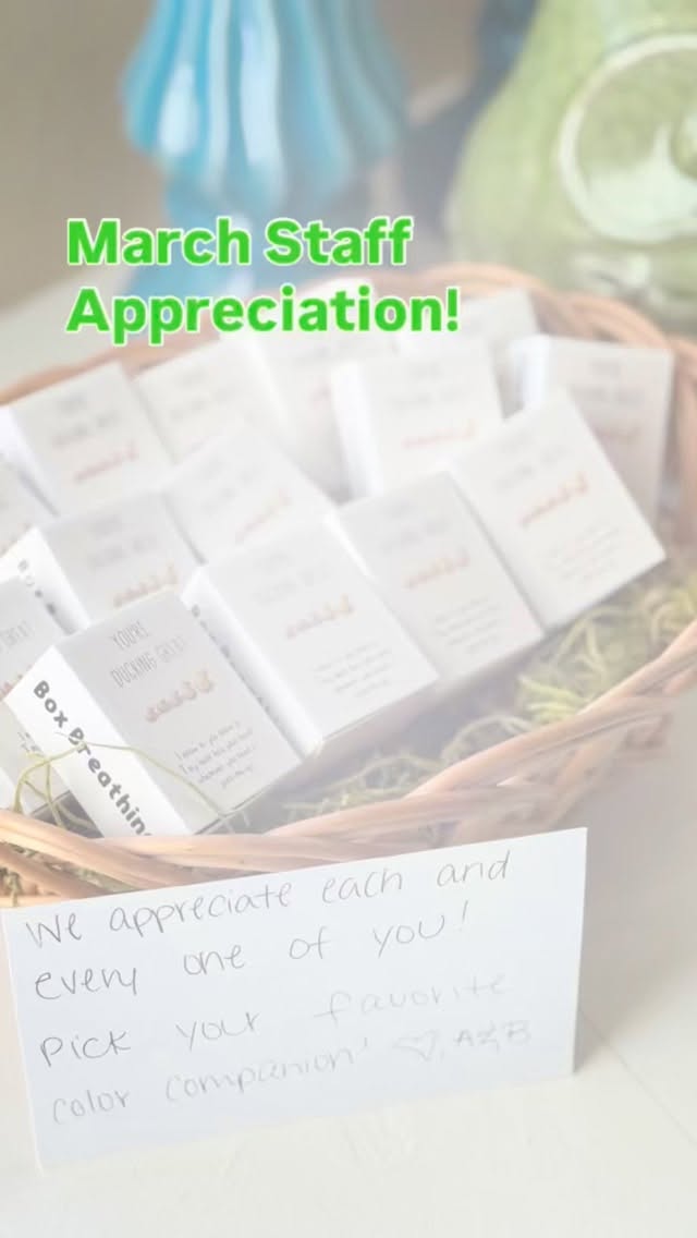 It’s that time again! March staff appreciation 🤩 This month, we focused on a little (and we mean little!🐥 self care for our team. They are ALL so ducking great 😊 #thevinewellnessgroup #sanantoniocounselor #couplestherapy #playtherapy #teentherapy