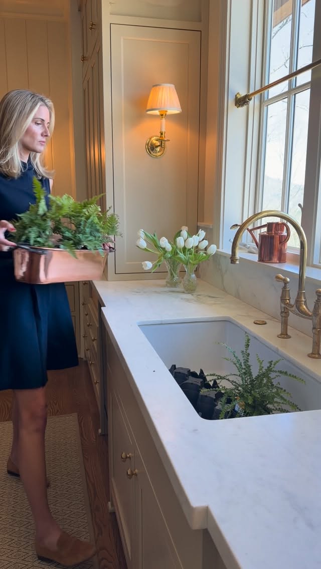 bringing spring indoors in the most simple way 🌱 putting my silver plated champagne bucket back to use as the perfect planter. outfit details in my @shopmy