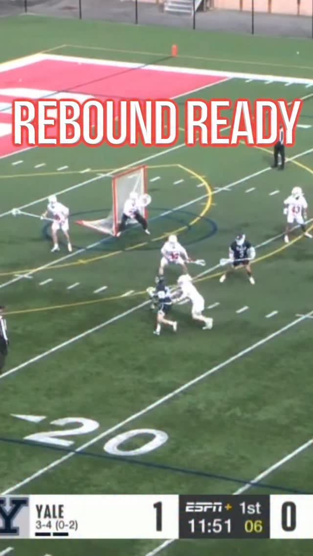 I like talking to our players about being “Rebound Ready” wherever they end up as the shot is taken, but especially on the crease.
You obviously don’t know where the ball is going to end up on the shot but you should be expecting a rebound on every shot. That way when it does happen, you’re ready to react quickly and be in a position to be the first one to get to it
It may seem like an unimportant detail, but you can look at the Yale/Cornell game this weekend. 2 of Yale’s first 3 goals were rebounds and they ended up winning by 1. In those tight games, sometimes the winner can be the difference between a rebound that the offense scores or one that the defense picks up.