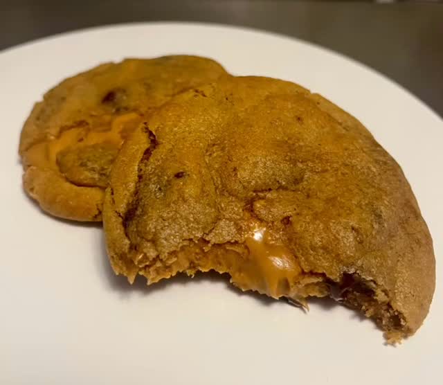 Lucky me! Two of my peanut butter stuffed Vegan Chocolate Chip cookies cracked a bit … so now they’re mine! See the rest of these guys and all their gluten free and vegan gluten free friends at Green Planet in Camillus in about half an hour. (5:00)