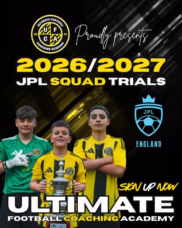 We are delighted to announce the dates for our 2026/27 JPL Academy Squads.
The success we have had this season on the pitch has been outstanding.
5 x National Cup 1/4 finalists
2 x National Cup Semi Finalists (still to be played)
U11 Northern Champions & Winter National Finalists
U10 & U11 Spring League Phase Regional Winners (Northern Finals still to play)
4 Teams in contention for league titles (U12, U13 & 2 x U15 teams)
All of that whilst seeing our Senior Team make the leap into Semi-Pro football, ensuring our pathway for our players is stronger than ever.
WHAT A YEAR!!
This season, we are limiting places in our Academy groups and will be looking for players that will make our current JPL squads stronger, as well as players that want to be coached and want to develop in order to reach their full potential, and ultimately want to progress to their highest level possible.
We are always player development focused at UFCA, however we also believe strongly that creating a competitive team environment whilst ensuing players are nurtured through the most important years of their lives is essential in order to maximise their own development.
Is UFCA right for everyone…. perhaps not… but it is right for anyone who wants to be the best player they can be and for any player that has the right attitude to embrace all of the ups and downs football has to offer.
We already have 120 players registered for the trials. There are no limits on the Trialists and there aren’t any costs attached. All we ask is that you are a good player with great attitude.
Trial 1 & 2 will be open to all players that sign up.
Trial 3 will be invite only - this will be for the players who have stood out the most in the first 2 trials.
Please NOTE - parents/guardians must sign up and must be present at the trials themselves.
Sign up by visiting our website www.ultimatefca.co.uk or clicking on the link in our Instagram bio.
We can’t wait to see you and we look forward to welcoming some of you into UFCA.
🖤💛🖤💛🖤