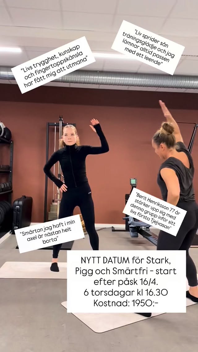 En av de bästa känslorna som finns är ju att känna sig både stark och smärtfri! Har du den där axeln som krånglar? Stela kontorsryggen? Knät som känns när du går i trapporna? Då har du en chans nu att anmäla dig till Stark, Pigg och Smärtfri med start efter påsk- 16/4. Torsdagar kl 16.30 med uppehåll vid Kristihimmelfärd. Kostnad 1950 sek. Anmälan till liv@studioostersund.com Individanspassade övningar där vi stärker upp med hänsyn till ditt ”problemområde” i kombination med behandling. Vi ökar intensiteten när vi är redo för det. Mot en smärtfri och stark vår och sommar!🌿✨💪🌷