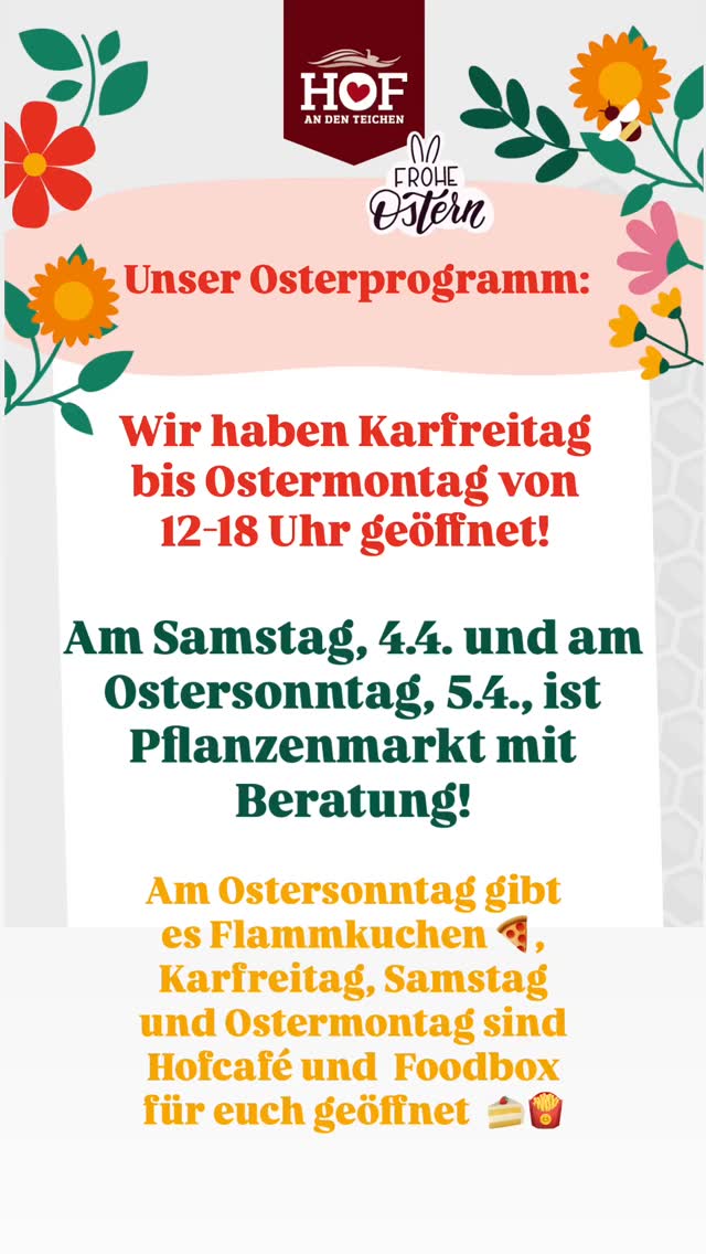 🐰🌱🪴🍕Ostertermine bei uns - zum Vormerken 😎