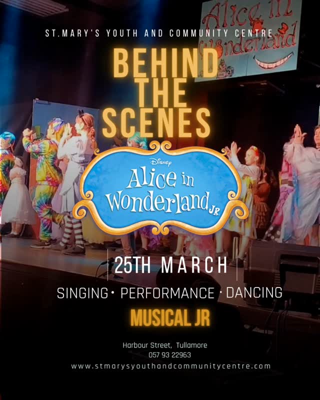 Welcome behind the scenes of Alice in Wonderland JR. ✨
Step into the world beyond the curtains — where we’re dancing, smiling, singing, and getting ready to bring the magic to the stage
#stmarysyouthcentretullamore #tullamore #aliceinwonderlandjr #musictheater #youththeatre